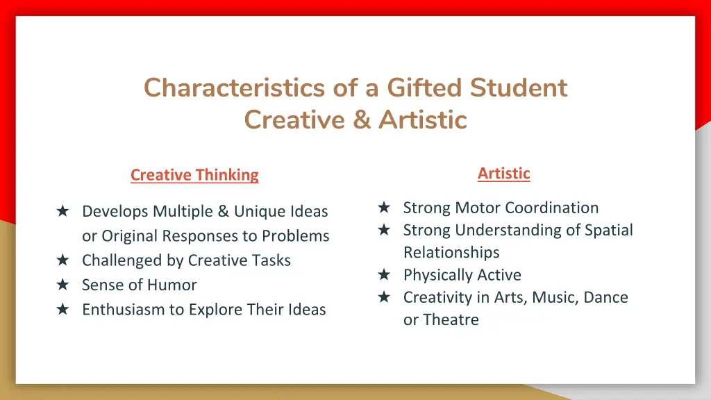 characteristics of a gifted student creative