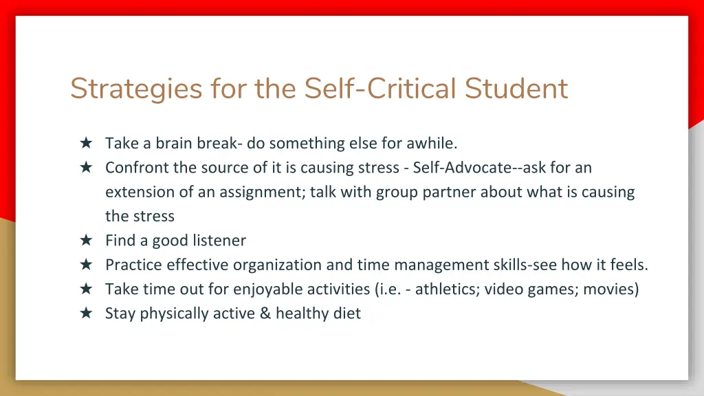 strategies for the self critical student