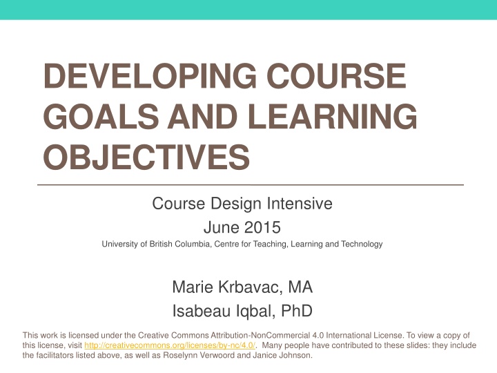 developing course goals and learning objectives