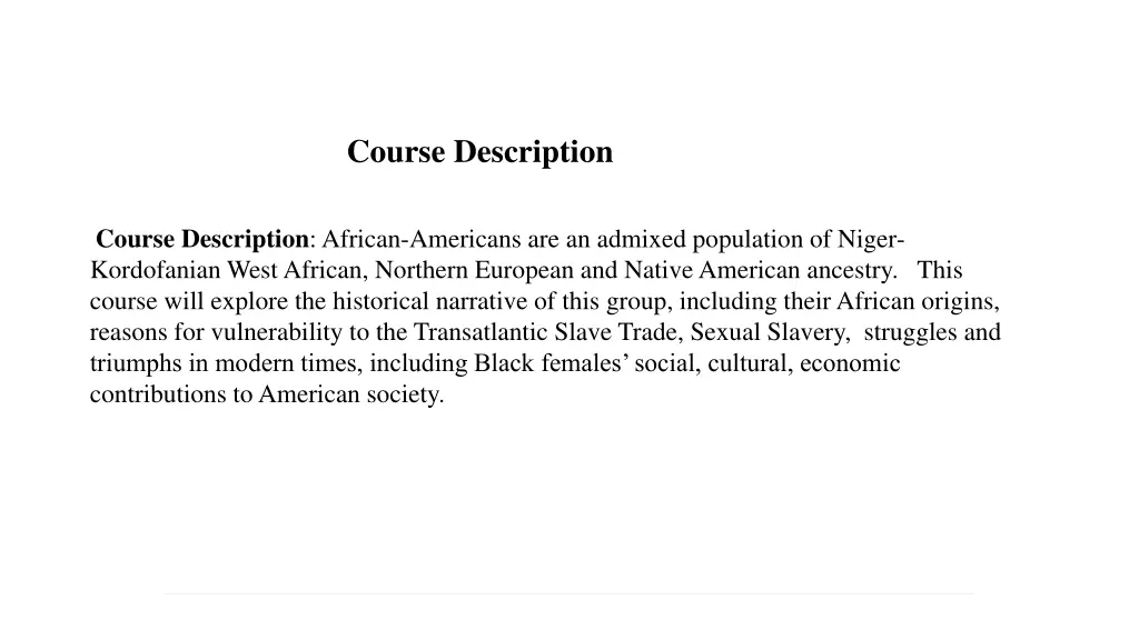 course description