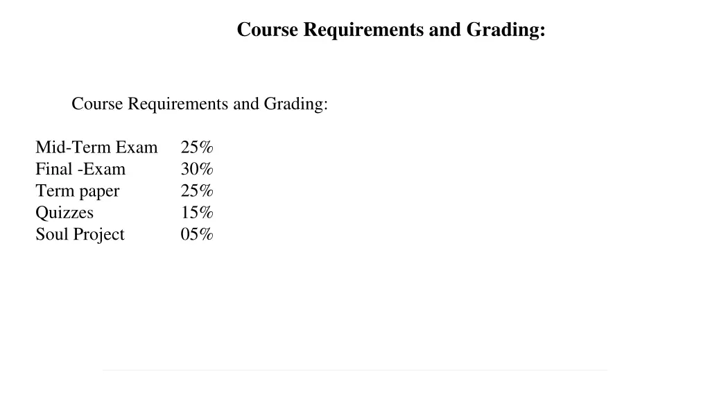 course requirements and grading