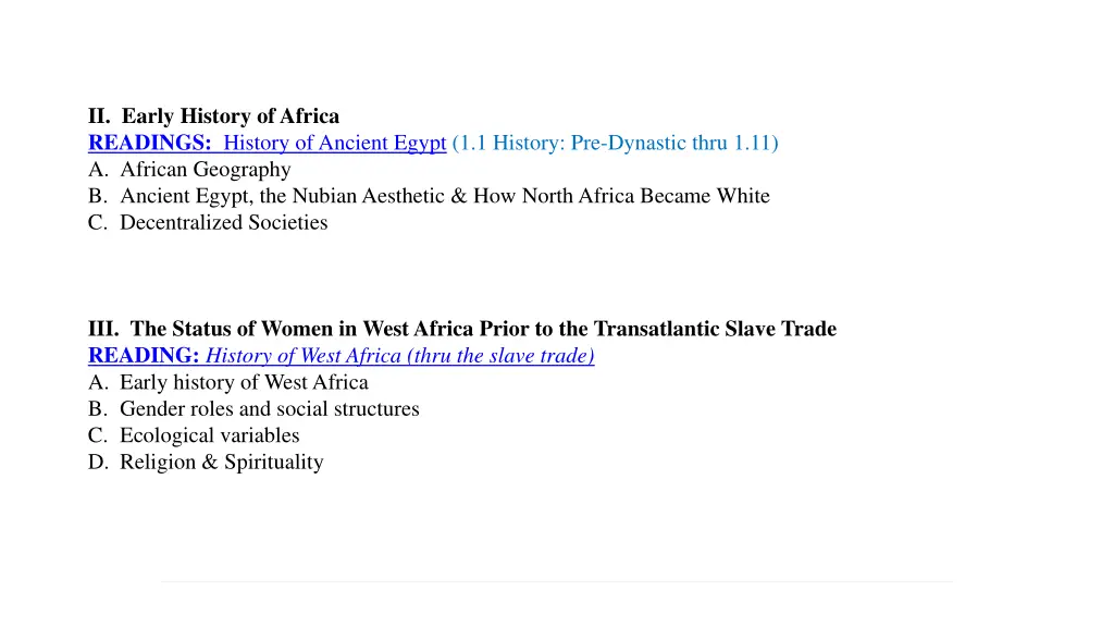 ii early history of africa readings history