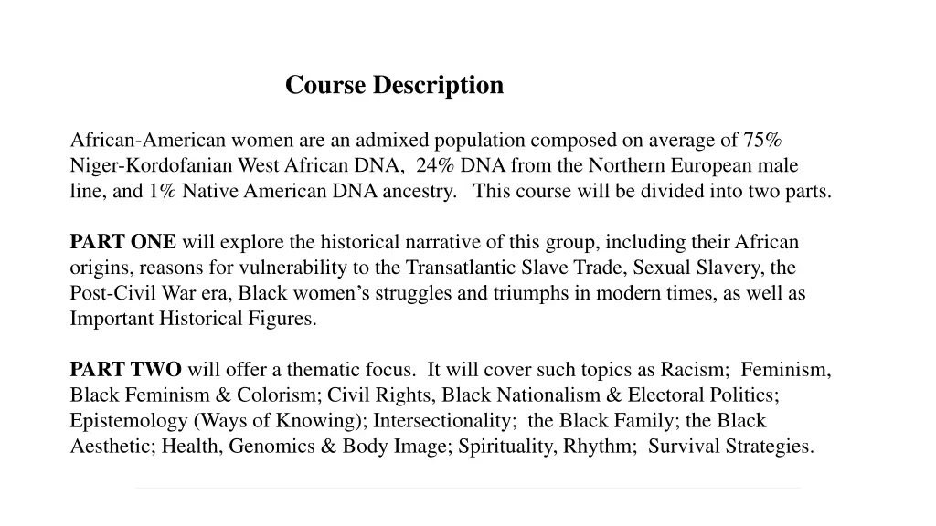 course description