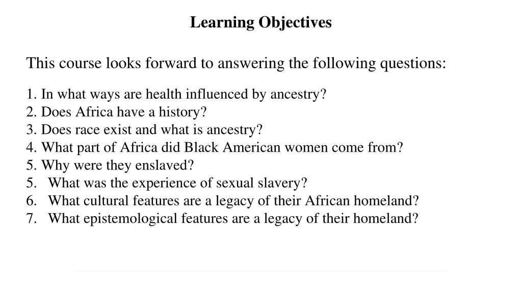 learning objectives