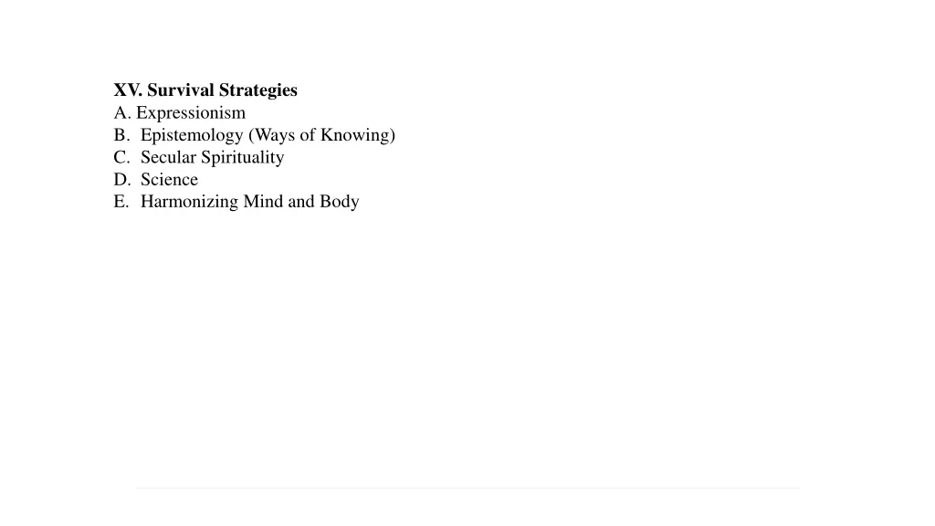 xv survival strategies a expressionism