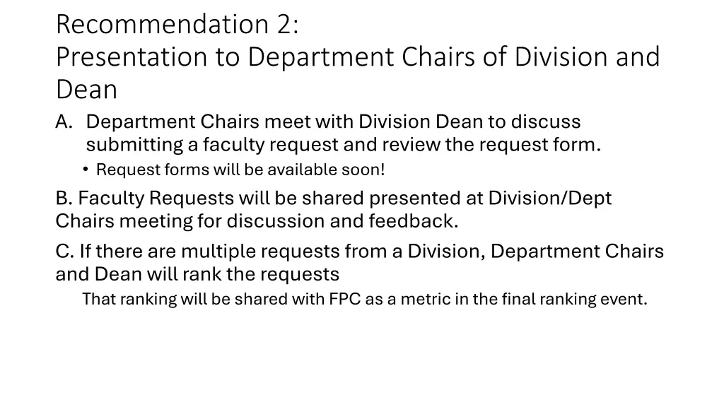 recommendation 2 presentation to department