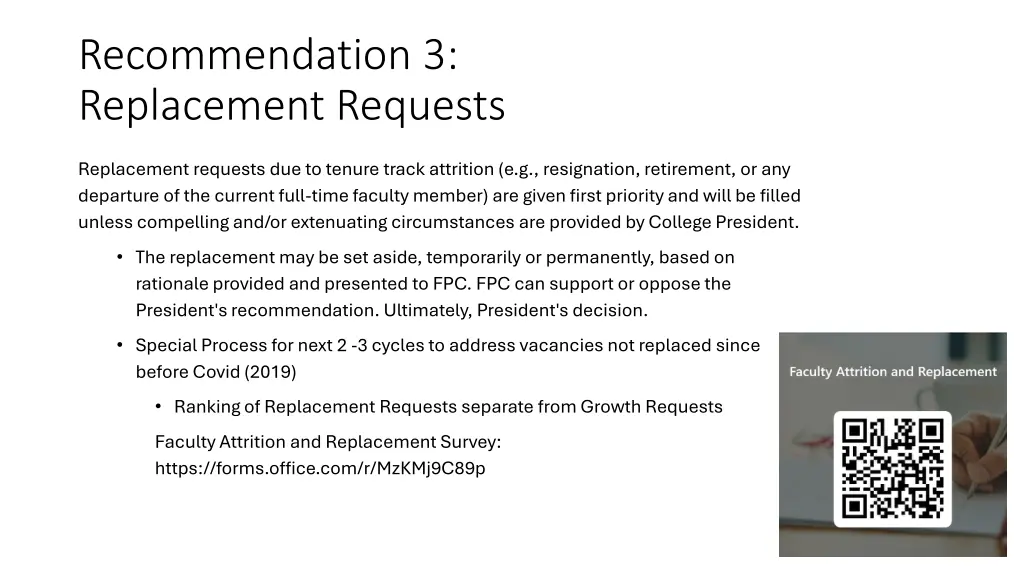 recommendation 3 replacement requests