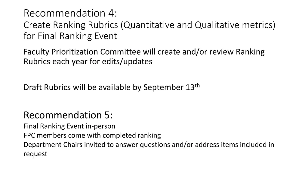 recommendation 4 create ranking rubrics