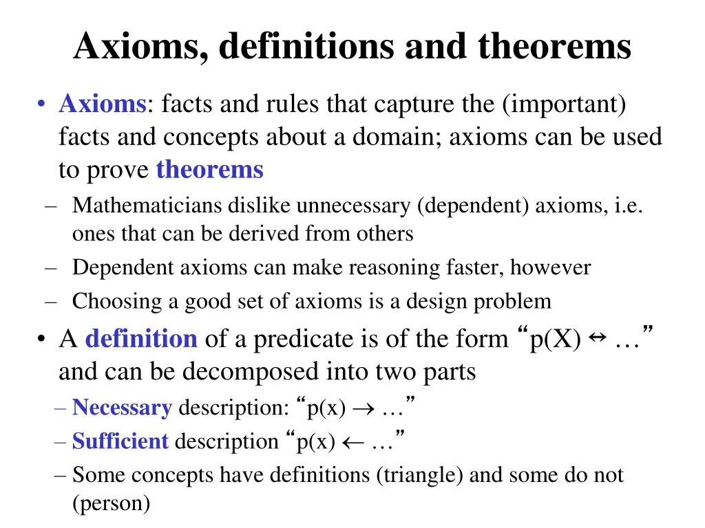 axioms definitions and theorems