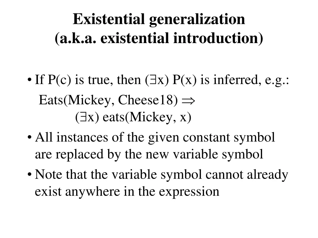 existential generalization a k a existential