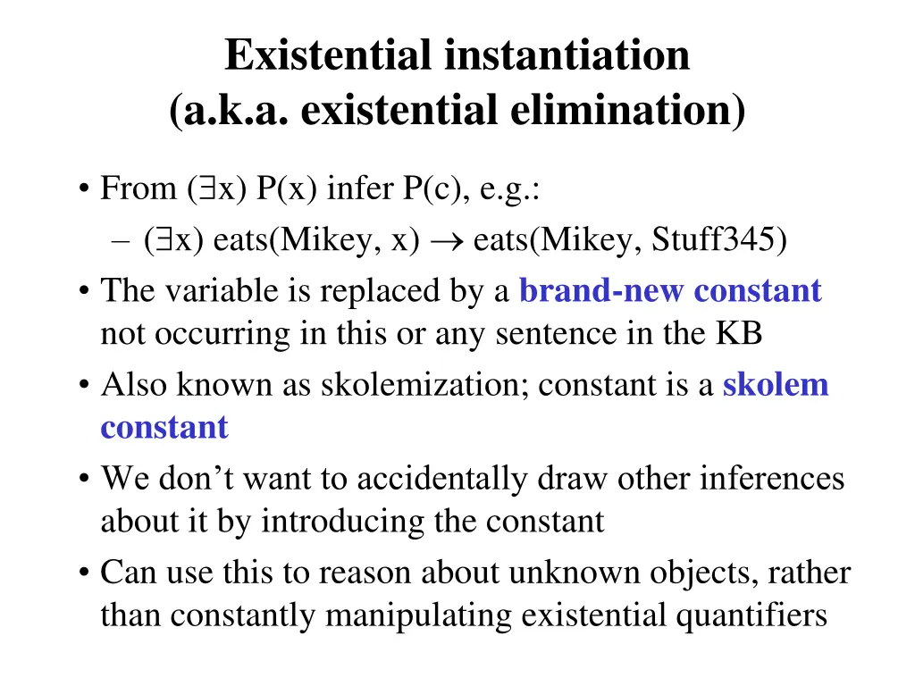 existential instantiation a k a existential