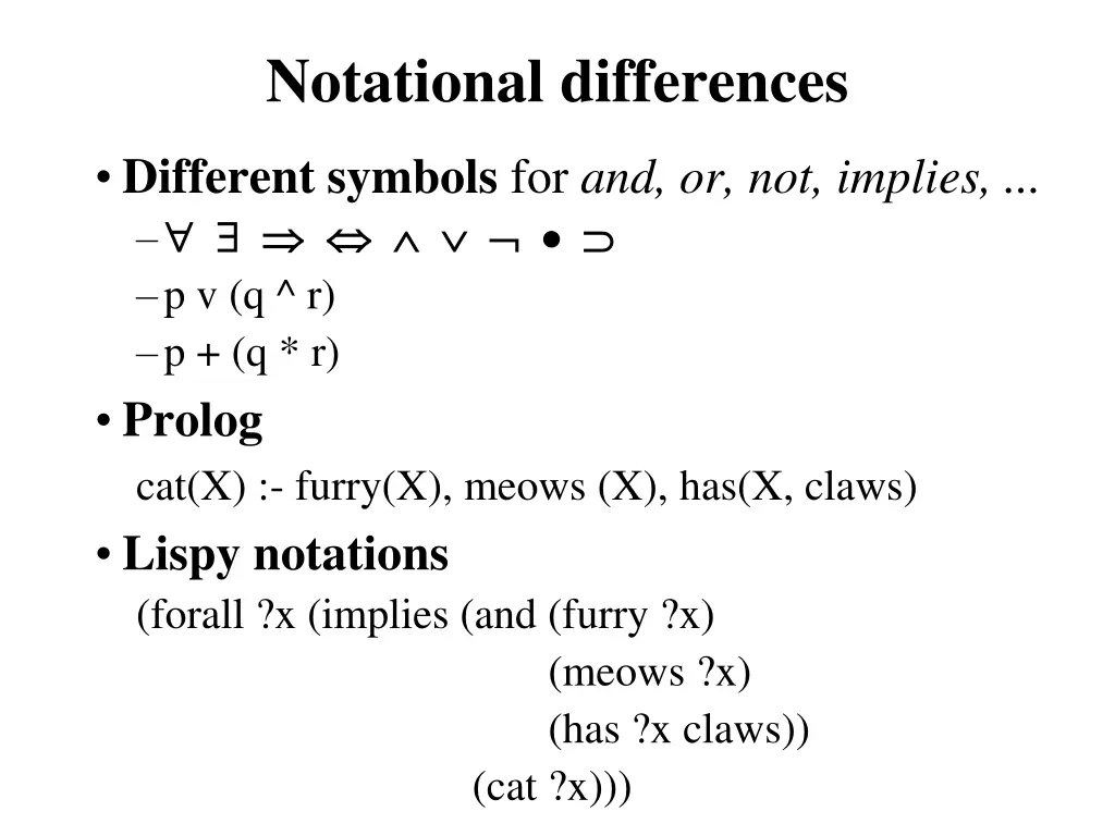 notational differences