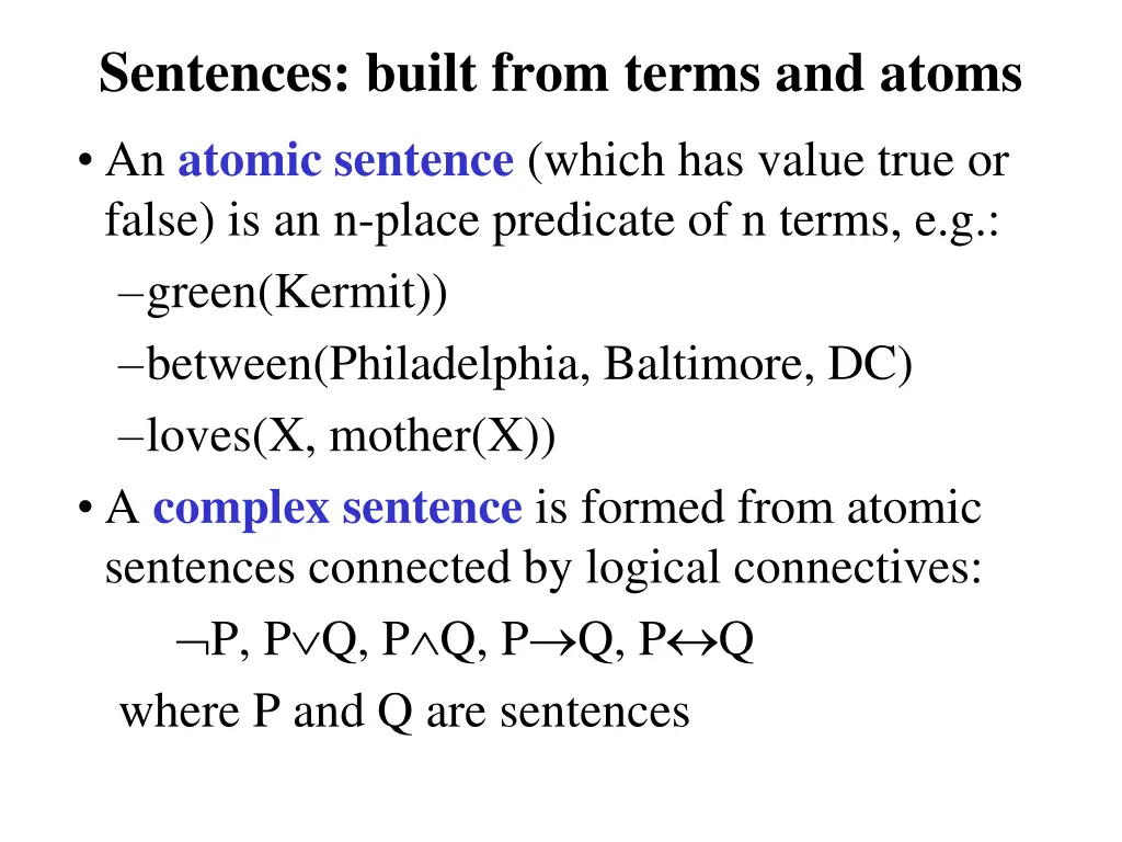 sentences built from terms and atoms 1