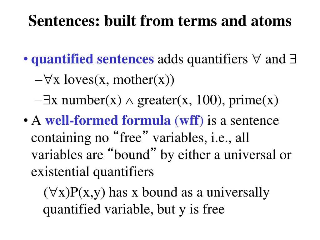 sentences built from terms and atoms 2