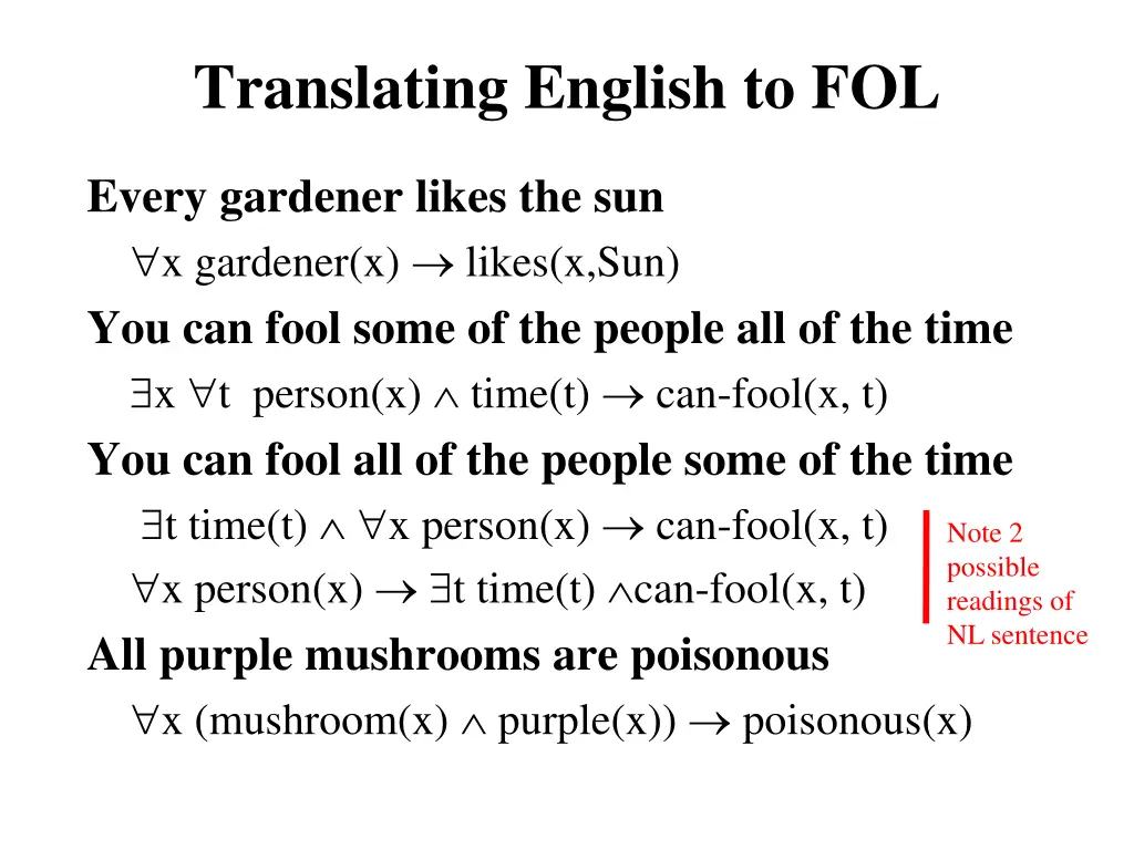 translating english to fol