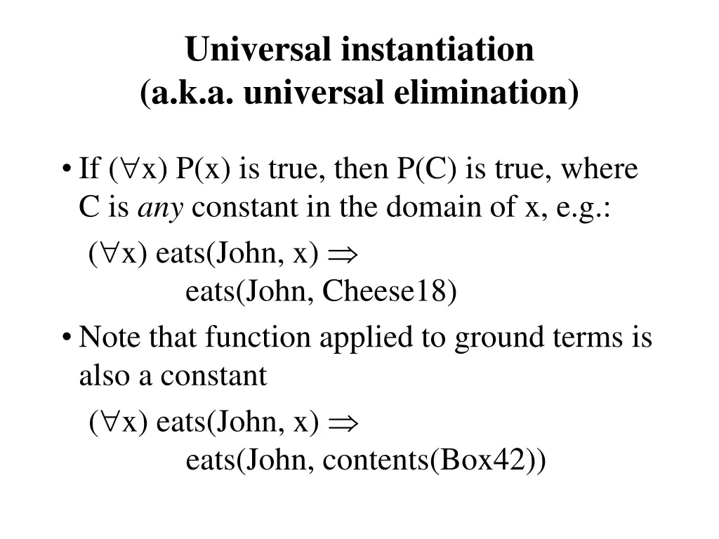 universal instantiation a k a universal