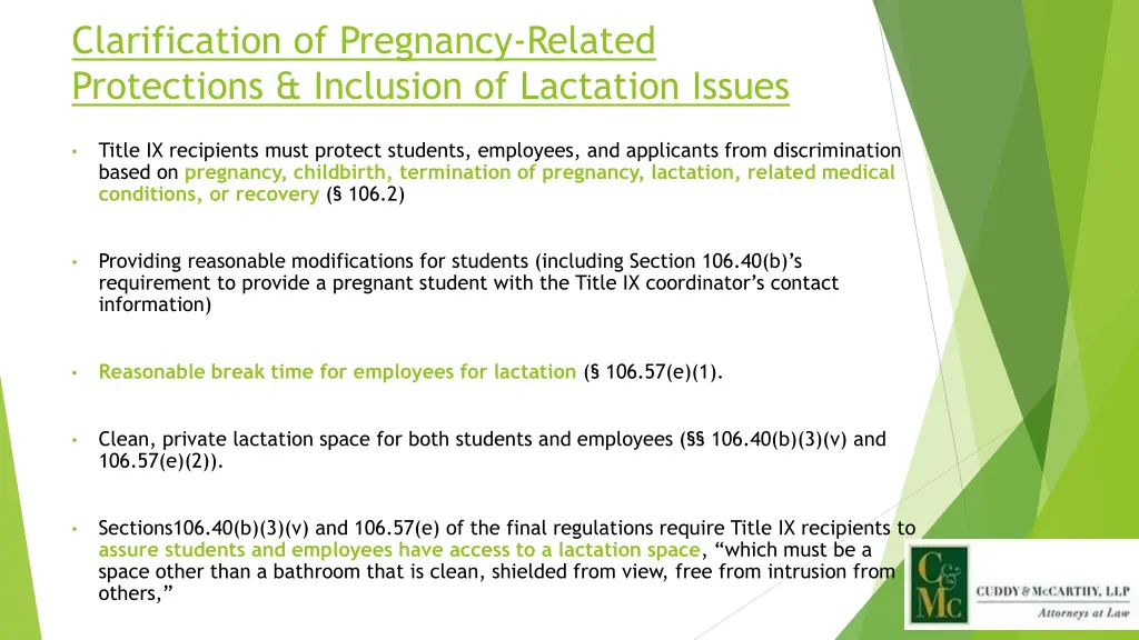 clarification of pregnancy related protections