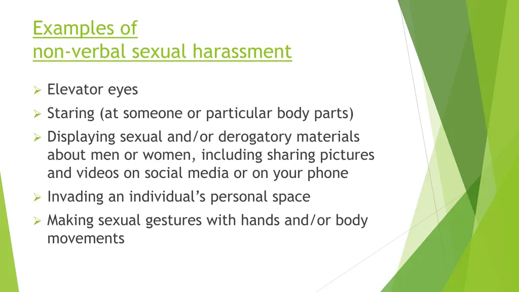 examples of non verbal sexual harassment