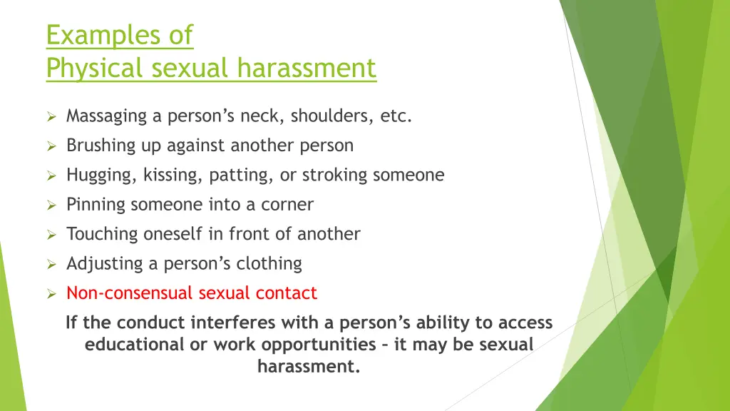 examples of physical sexual harassment