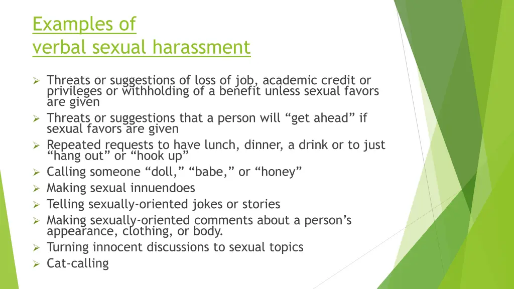examples of verbal sexual harassment