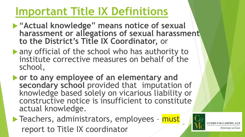 important title ix definitions actual knowledge