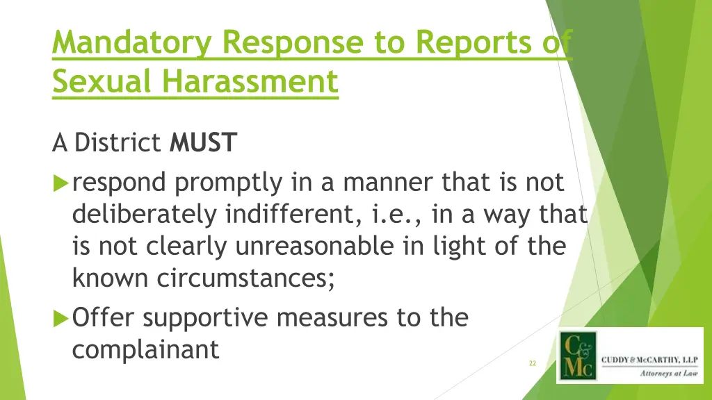 mandatory response to reports of sexual harassment