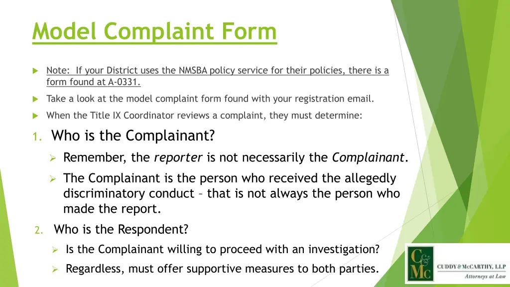 model complaint form
