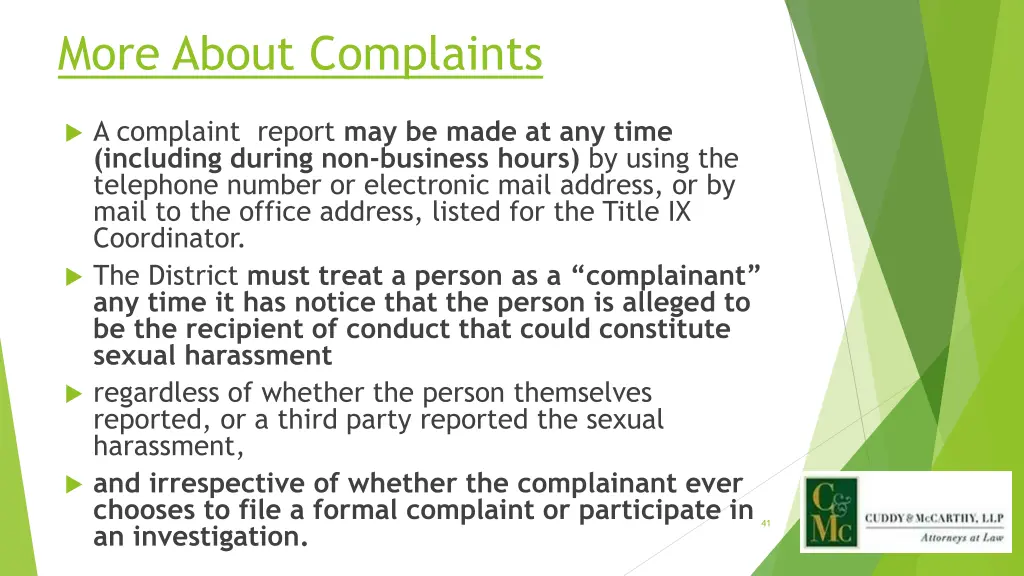 more about complaints