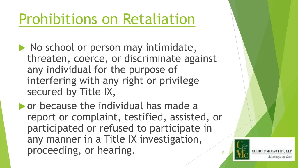 prohibitions on retaliation