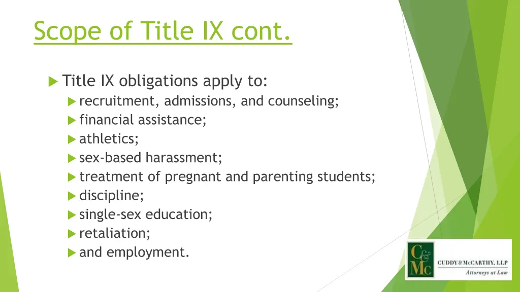 scope of title ix cont