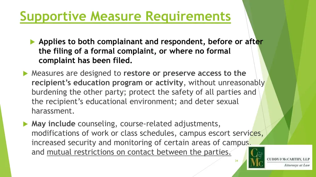supportive measure requirements