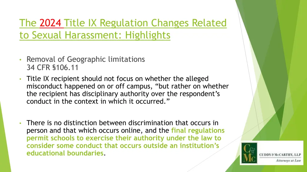 the 2024 title ix regulation changes related