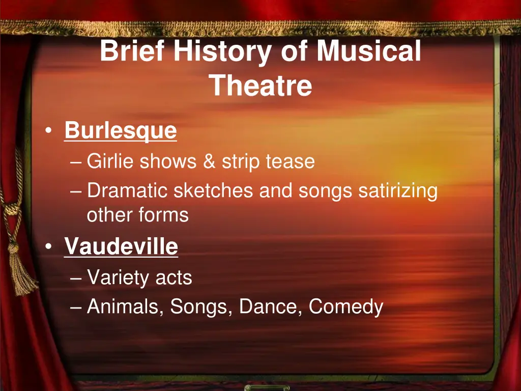 brief history of musical theatre