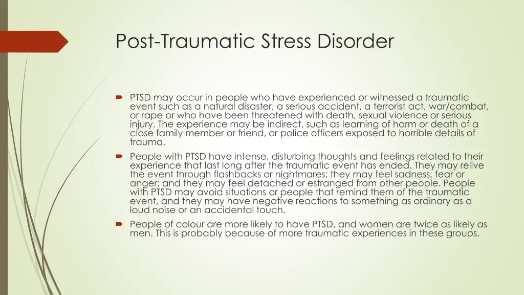 post traumatic stress disorder