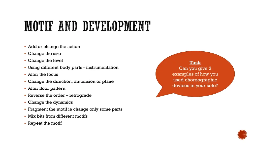 motif and development