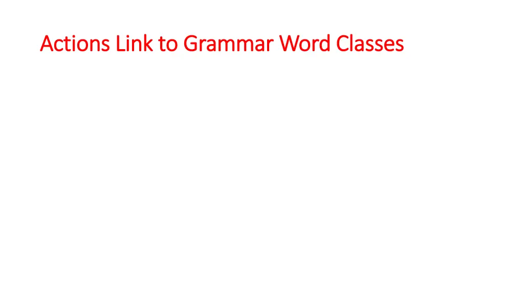 actions link to grammar word classes actions link