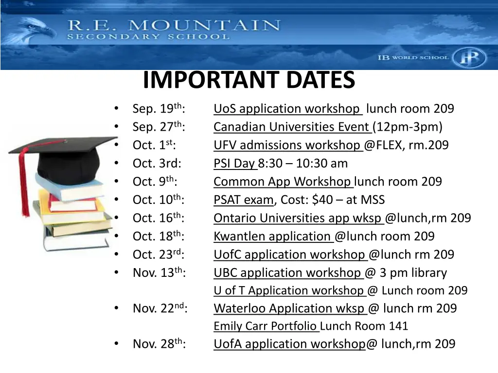 important dates