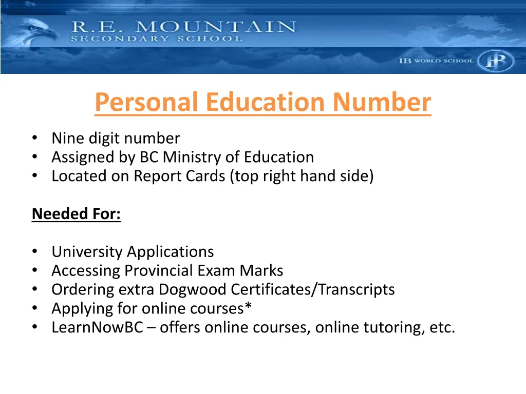 personal education number