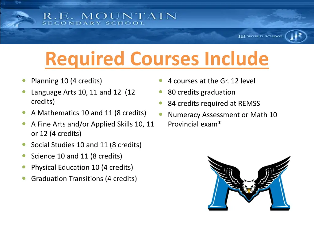 required courses include