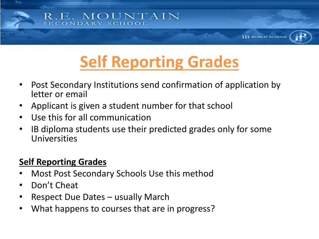 self reporting grades