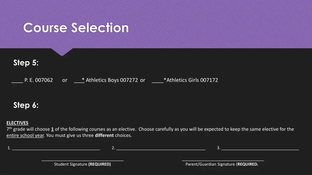 course selection 1
