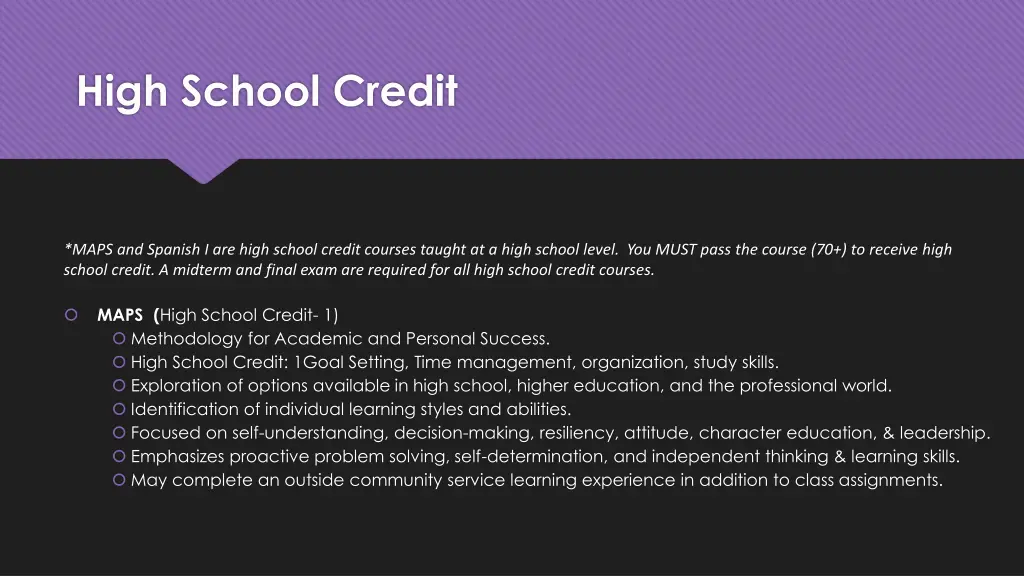 high school credit