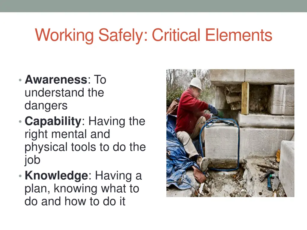 working safely critical elements