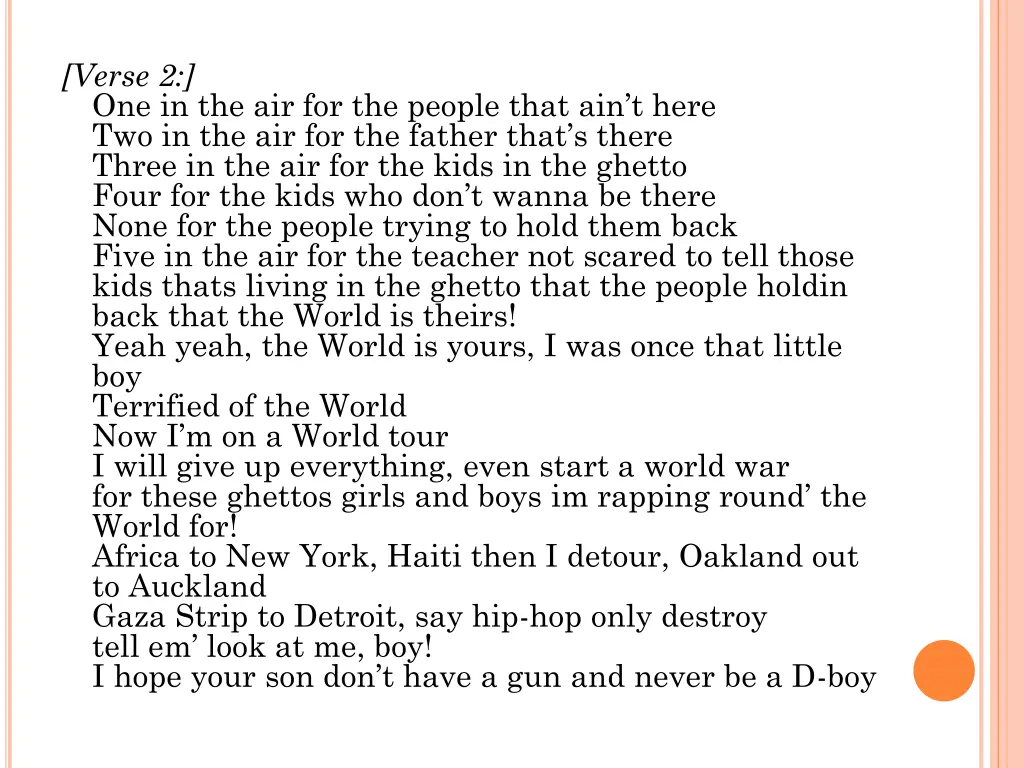 verse 2 one in the air for the people that