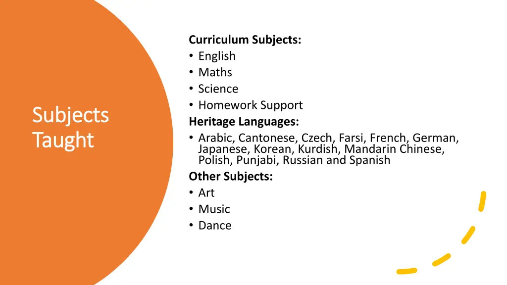 curriculum subjects english maths science