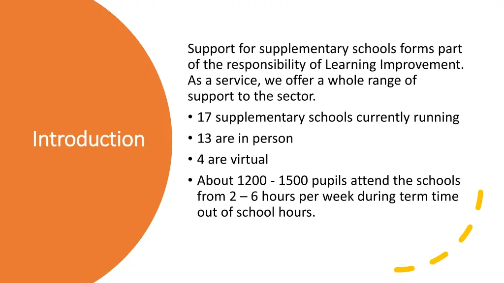 support for supplementary schools forms part