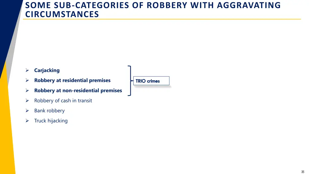 some sub categories of robbery with aggravating