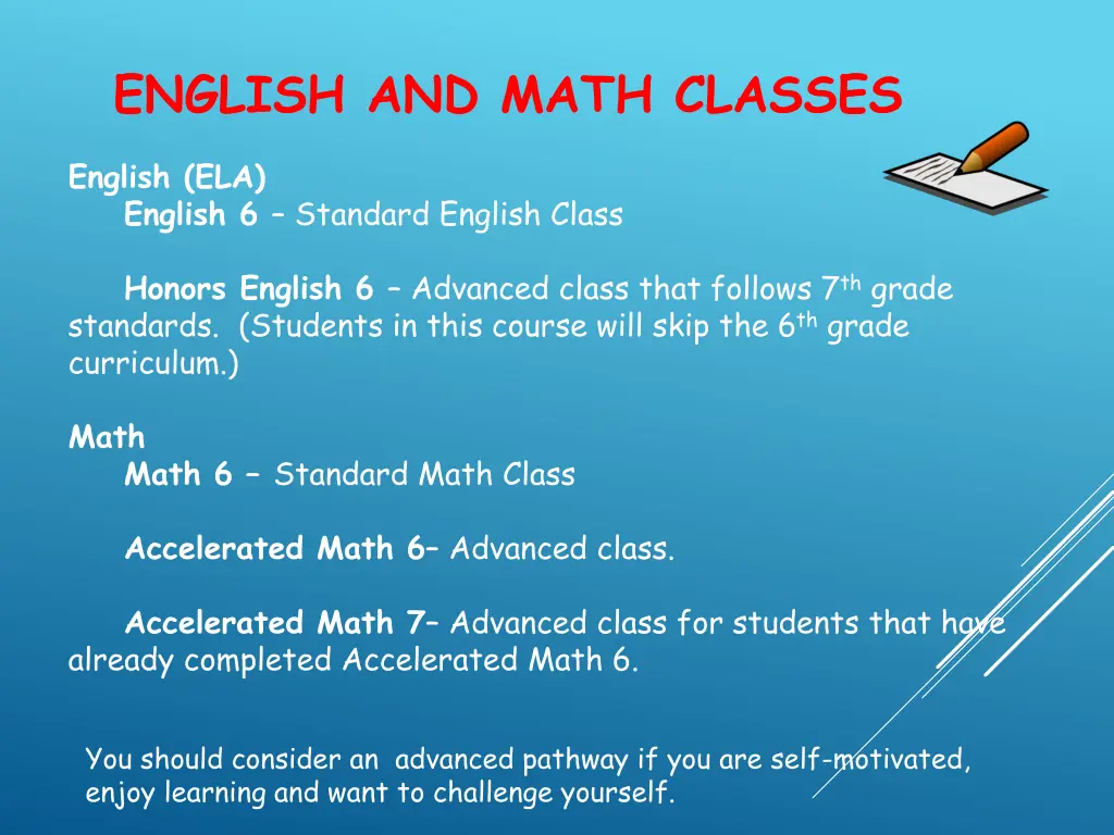 english and math classes