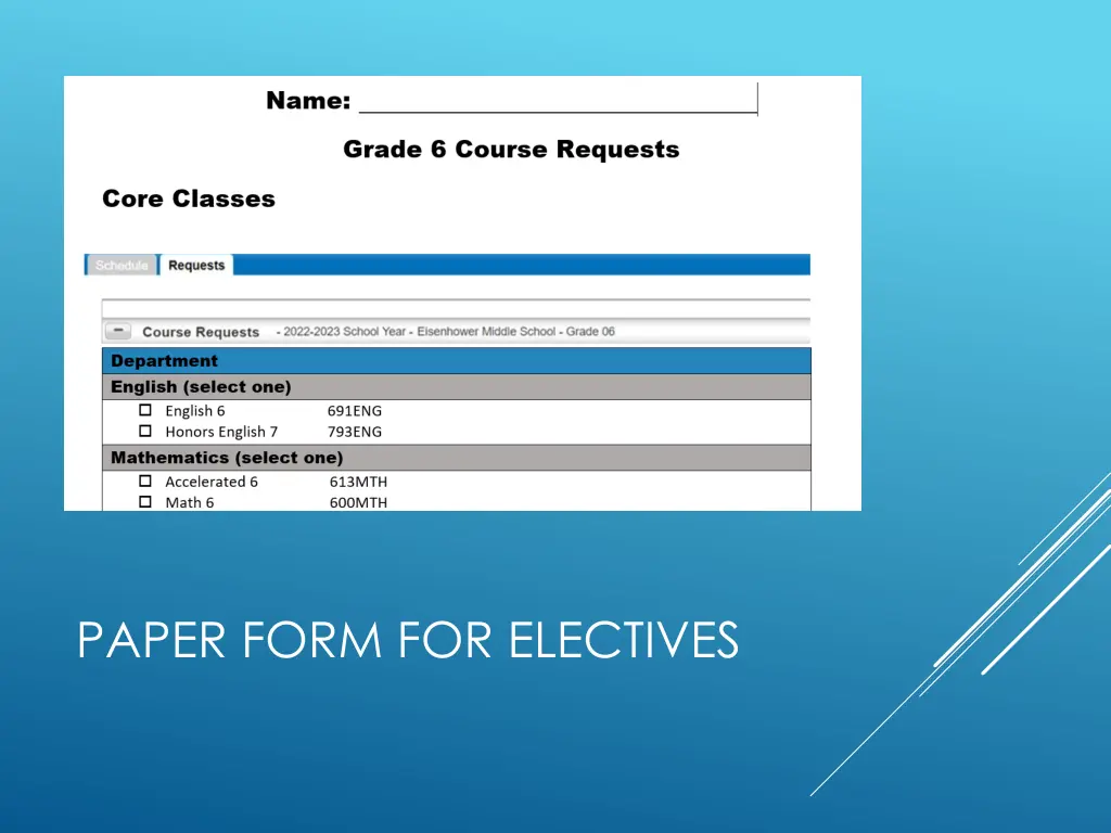 paper form for electives