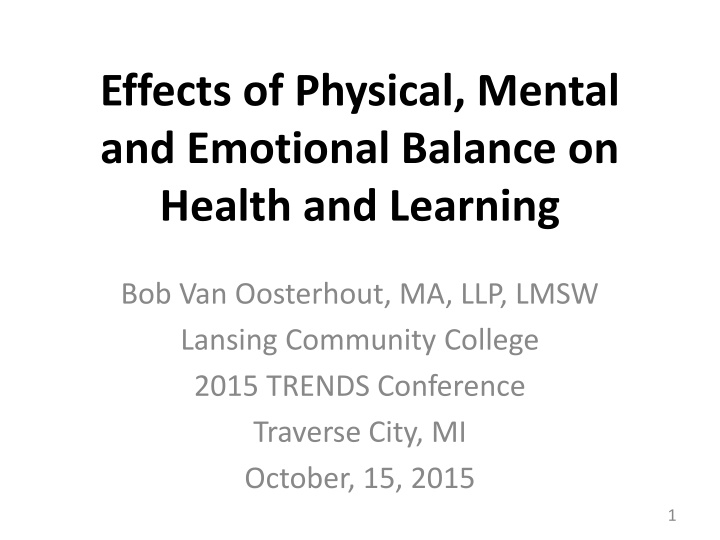 effects of physical mental and emotional balance